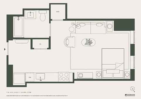 Floor plan for studio, 1 bath, 456 sqft